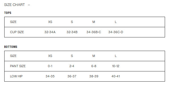 Issa De Mar Size Chart